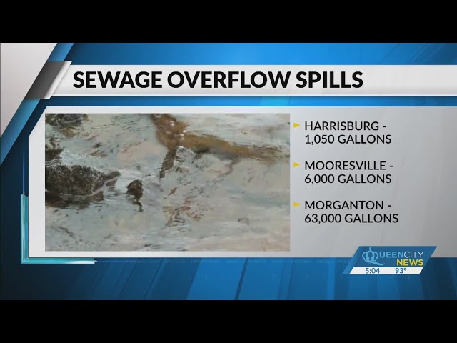 ⁣Heavy rains lead to sewage overflows in Morganton, Mooresville