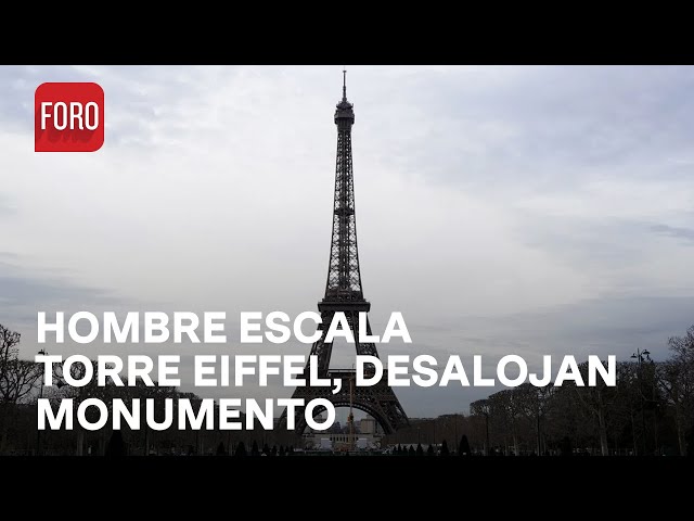 ⁣Desalojan la Torre Eiffel tras detectar a hombre que la escalaba, previo a la clausura de París 2024