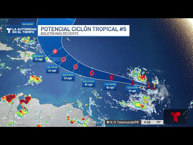 ⁣Boletín 5pm: Puerto Rico en el cono de trayectoria del potencial ciclón tropical