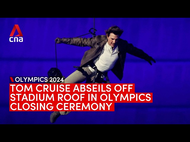 Tom Cruise abseils off stadium roof in Paris Olympics closing ceremony