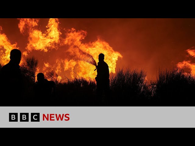 Thousands evacuated in Greece as wildfires approach Athens | BBC News