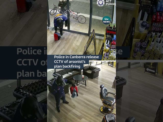 ⁣Police in Canberra release CCTV of arsonist’s plan backfiring