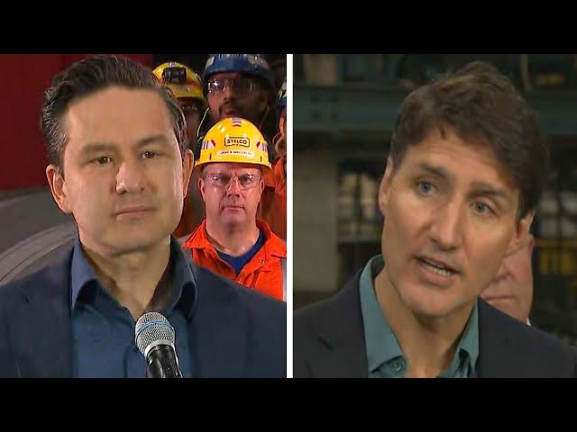 ⁣'Bit of a joke': Trudeau slams Poilievre's EV tariffs stance