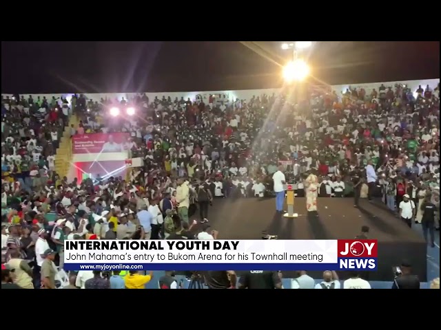 ⁣International Youth Day: John Mahama’s entry to Bukom Arena for his Townhall meeting