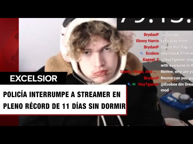 Streamer rompe récord de no dormir por 11 días; policía lo interrumpe