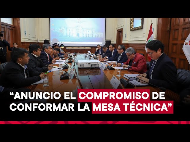 Premier lidera reunión de trabajo con el GORE de Ayacucho y representante de organizaciones sociales