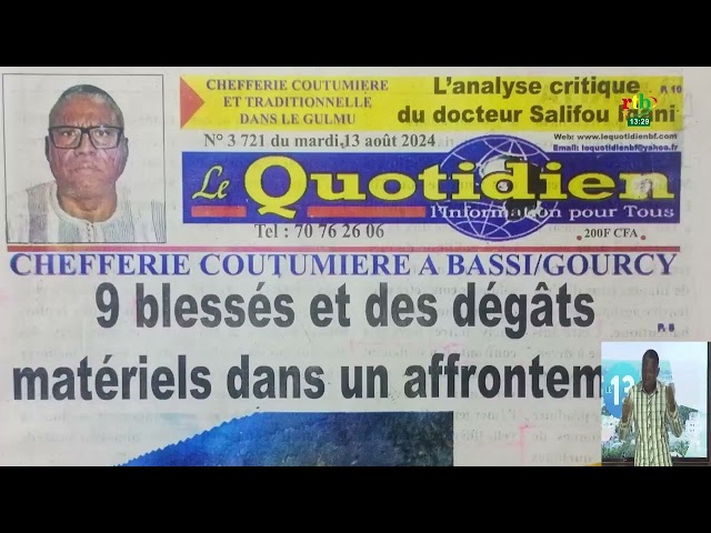 ⁣Détournement d’engrais et récolte de poissons à Samandéni à la Une des parutions du 13 août 2024