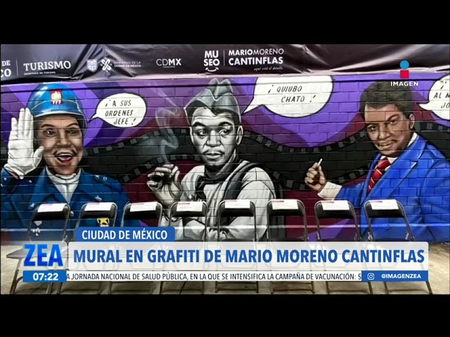 ⁣Homenajean a "Cantinflas" con mural de graffiti en aerosol en el Eje Central de la CDMX | 