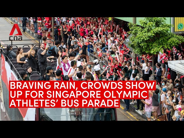 Crowds and cheers for Max Maeder, Team Singapore Olympians during open-top bus parade