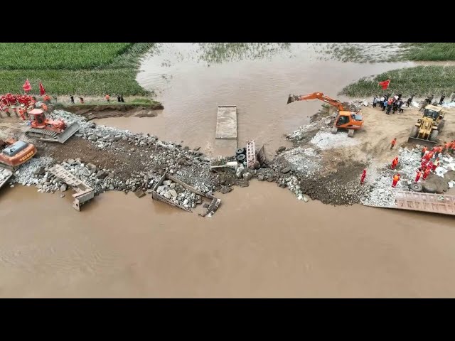 ⁣Dike breach sealed in north China's Inner Mongolia