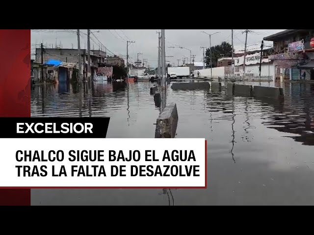 ⁣Vecinos de Chalco atrapados en sus hogares por inundaciones