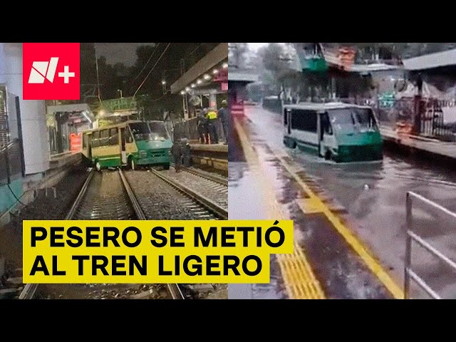 ⁣Así fue como un pesero invadió vías del tren ligero y quedó atorado - N+