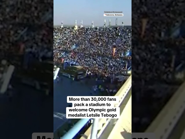 More than 30,000 fans pack stadium in Botswana to welcome home Olympic gold medalist #shorts