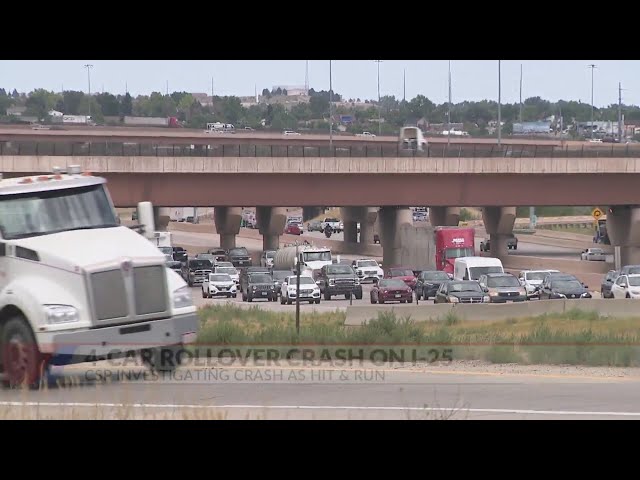 4-car crash on I-25 in Denver closes 5 southbound lanes