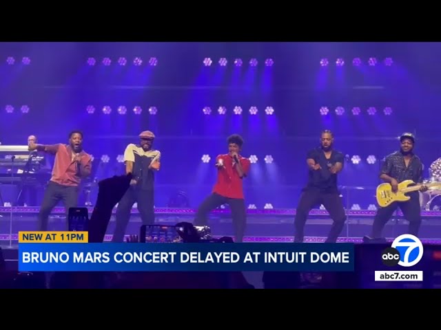 ⁣Bruno Mars puts on show at Intuit Dome after tech issue with fans entering arena