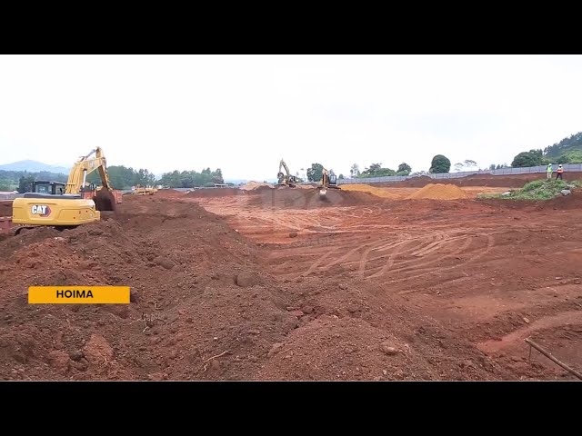 ⁣Hoima city stadium - State Minister Ogwang inspects works; assured of timely delivery