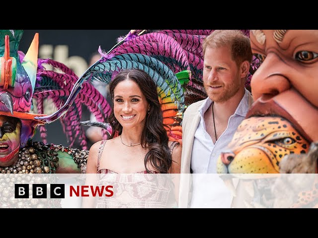 ⁣Prince Harry and Meghan arrive in Colombia | BBC News