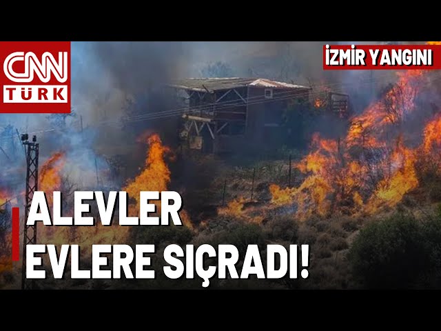 İzmir'deki Yangın Evlere Sıçradı! Karşıyaka'daki Alevlere Müdahale Sürüyor!