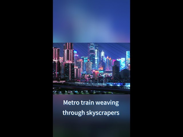 ⁣Metro train weaving through skyscrapers in China's Chongqing