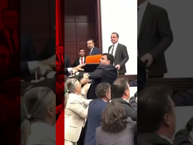 ⁣A brawl erupted in the parliament over the status of a jailed opposition figure. #Turkey #BBCNews