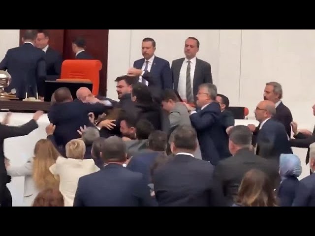 ⁣Turkish MPs draw blood in brawl during debate on jailed colleague