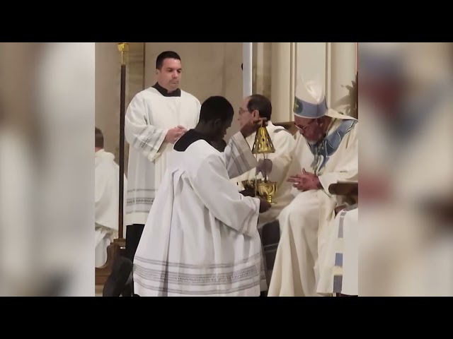 ⁣Mgr. Pierre André Dumas selebre premye mès piblik li nan "Cathédrale Sainte Marie"  nan Mi