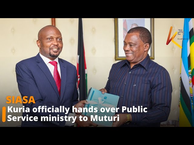 ⁣Moses Kuria officially hands over Public Service ministry to Muturi days after his outburst