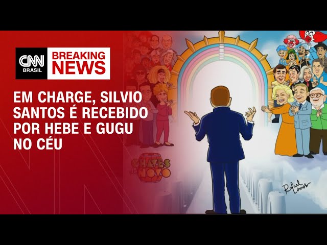 Em charge, Silvio Santos é recebido por Hebe e Gugu no céu