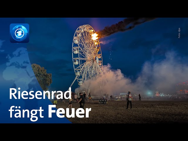 Highfield-Festival bei Leipzig: Riesenrad fängt Feuer