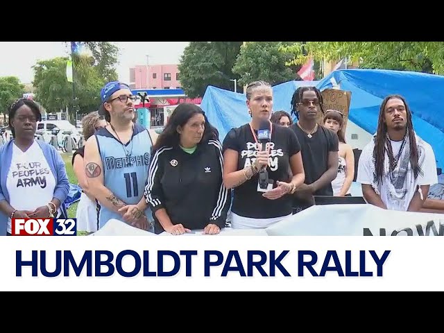 ⁣Poor People's Army holds rally in Humboldt Park ahead of DNC