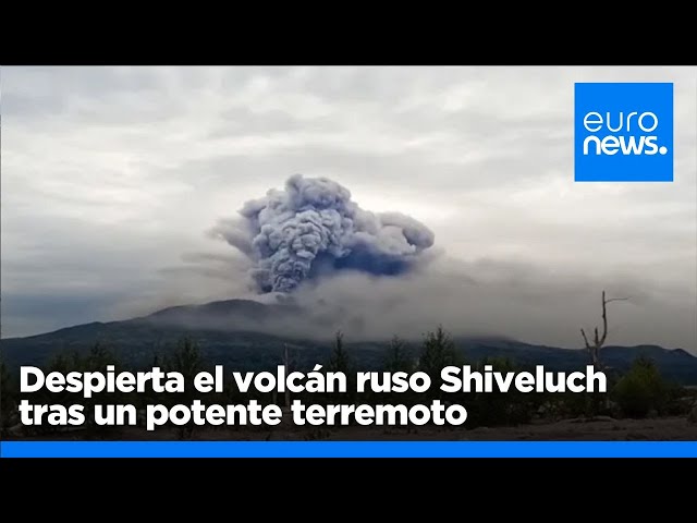 ⁣Despierta el volcán ruso Shiveluch tras un potente terremoto dejando columnas de ceniza de 5 km