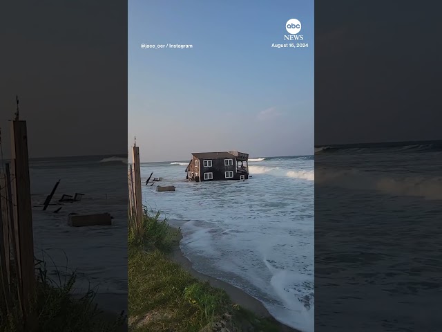 ⁣North Carolina home collapses amid high surf alerts from Hurricane Ernesto