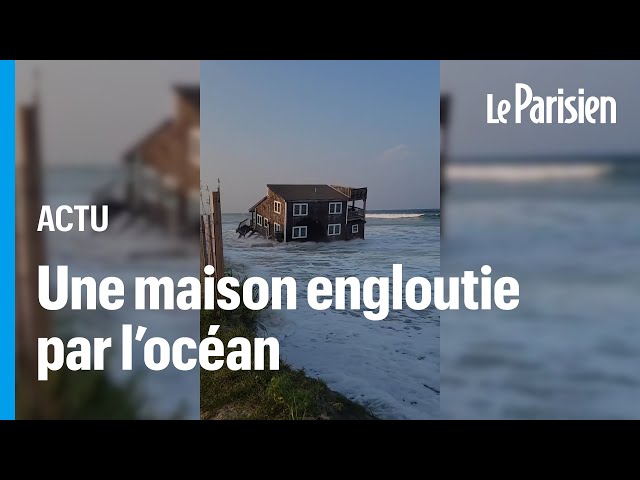 ⁣États-Unis : les images spectaculaires d'une maison avalée par les vagues