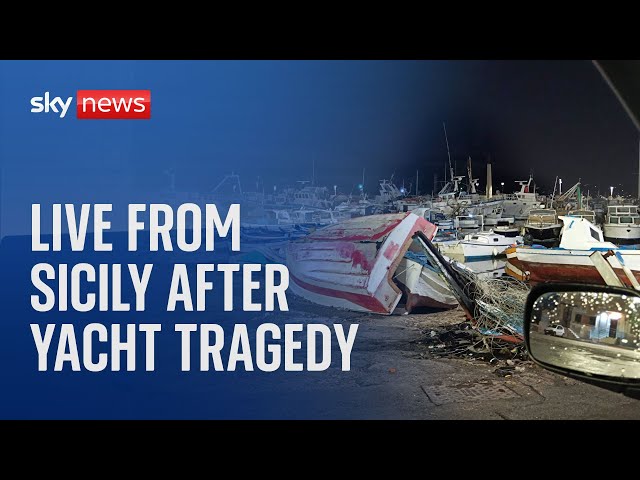 ⁣Watch live from Sicily,  after superyacht sinks in tornado