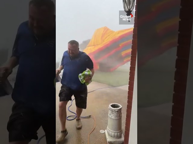 ⁣Bounce house goes airborne during violent storm in Alabama