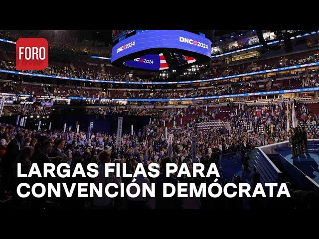 Largas filas para ingresar a sede de la Convención Nacional Demócrata, en Chicago - Las Noticias