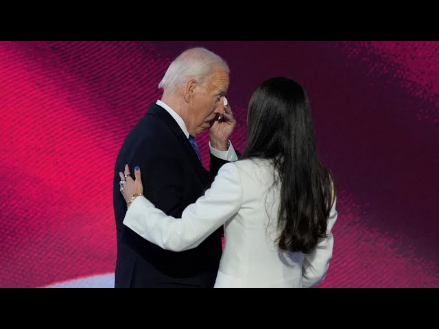 Joe Biden sheds a tear before his DNC address