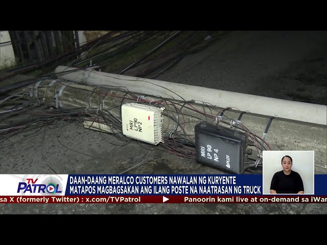 ⁣Ilang taga-Bulacan nawalan ng kuryente dahil sa mga posteng naatrasan ng truck