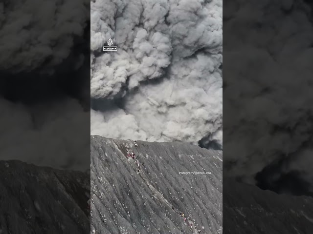 ⁣Climbers run for cover as Indonesia volcano erupts | AJ #Shorts