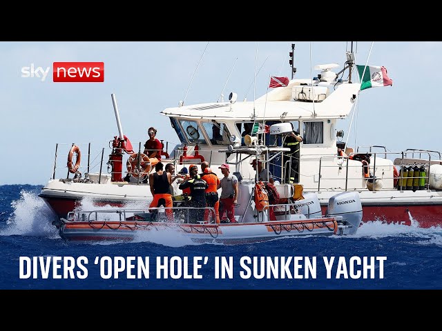 ⁣Divers 'open hole' in sunken superyacht but face significant challenges