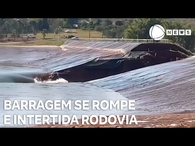 ⁣Barragem se rompe e interdita rodovia no Mato Grosso do Sul