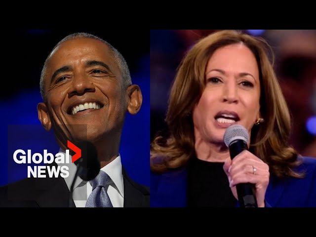 ⁣“Yes, she can": Obama references his own 2008 presidential run in DNC speech supporting Harris