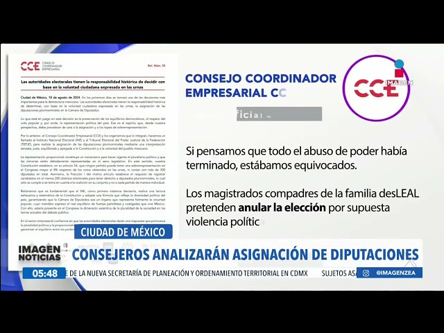 ⁣Consejeros del INE analizarán la asignación de diputaciones