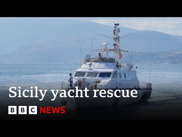 ⁣Rescue teams to try entering sleeping cabin of sunken Sicily yacht | BBC News