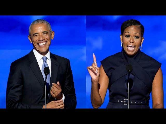 ⁣Obamas take jabs at Trump, endorse Harris at DNC