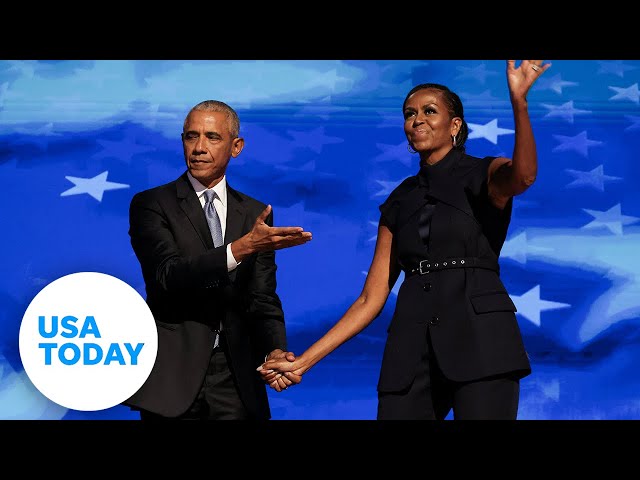 ⁣Barack and Michelle Obama diss Donald Trump, hype Kamala Harris | USA TODAY