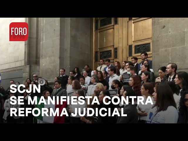 Trabajadores de la SCJN realizan manifestación solidaria contra reforma al poder judicial - A las 3