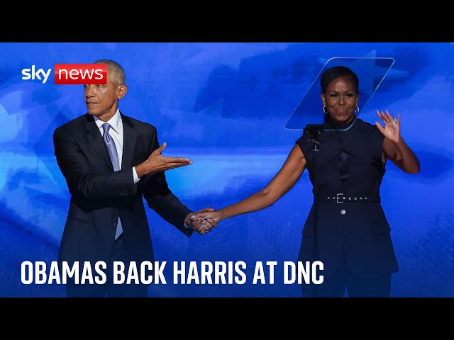 ⁣Obamas back Harris ahead of Bill Clinton speaking at DNC