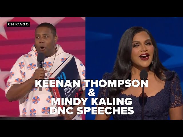 ⁣SNL Keenan Thompson and actress:writer of Mindy Project Mindy Kaling DNC speeches