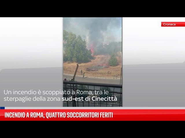 ⁣Quattro soccorritori feriti in un incendio a Roma